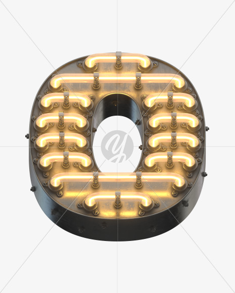 Letter O from Time Machine Font on Yellow Images Creative Fonts - S32255