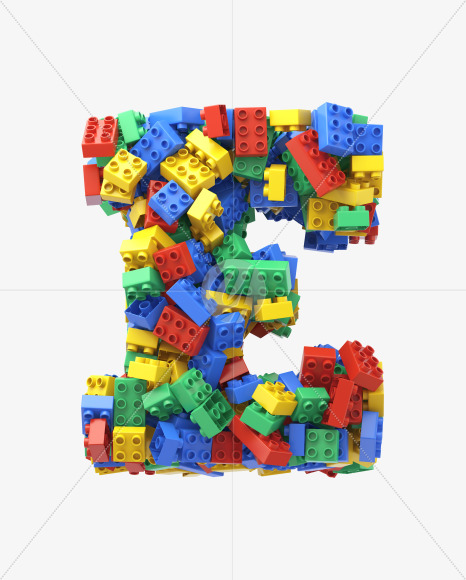 Letter E from Toy Cube Font on Yellow Images Creative Fonts - S32398