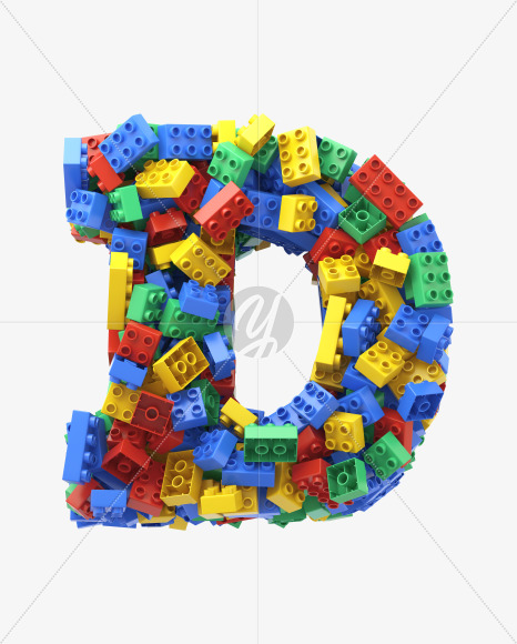 Letter D from Toy Cube Font on Yellow Images Creative Fonts - S32397