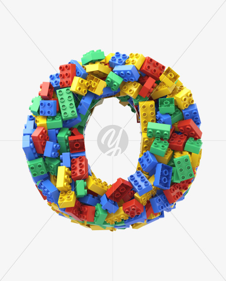 Letter O from Toy Cube Font on Yellow Images Creative Fonts - S32408