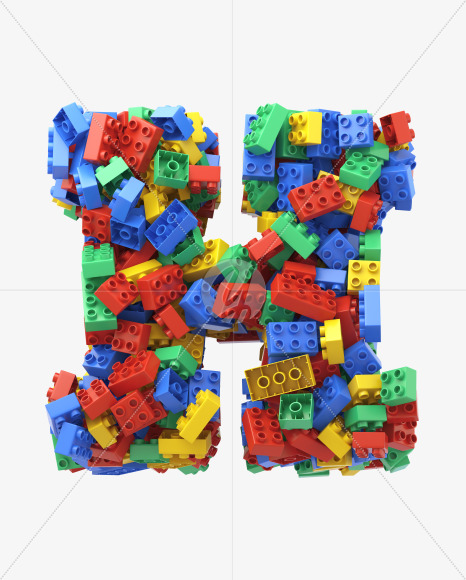 Letter H from Toy Cube Font on Yellow Images Creative Fonts - S32401