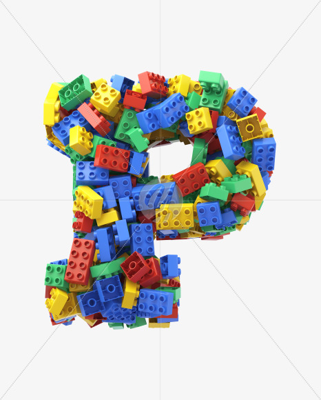 Letter P from Toy Cube Font on Yellow Images Creative Fonts - S32409