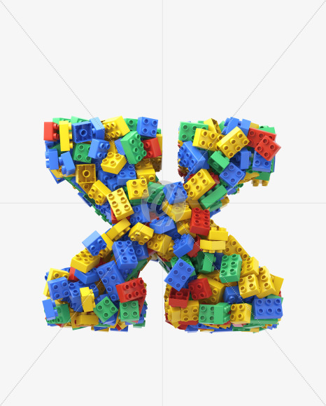 Letter X from Toy Cube Font on Yellow Images Creative Fonts - S32417