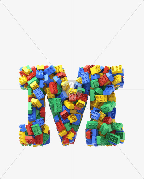 Letter M from Toy Cube Font on Yellow Images Creative Fonts - S32406