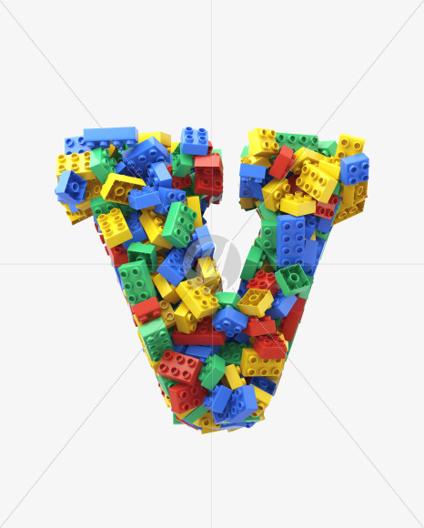 Letter V from Toy Cube Font on Yellow Images Creative Fonts - S32415