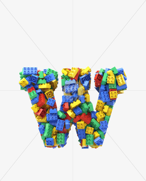 Letter W from Toy Cube Font on Yellow Images Creative Fonts - S32416