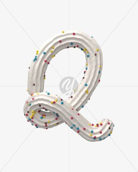 Q uppercase from White Cream Font on Yellow Images Creative Fonts - S32622