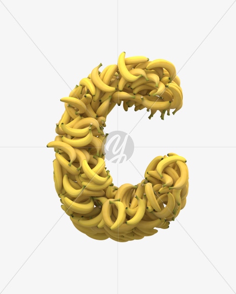 Letter C from Yellow Bananas Font on Yellow Images Creative Fonts - S32667