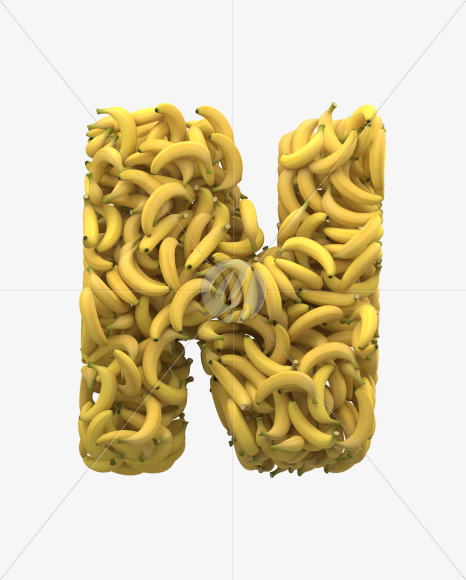 Letter N from Yellow Bananas Font on Yellow Images Creative Fonts - S32678