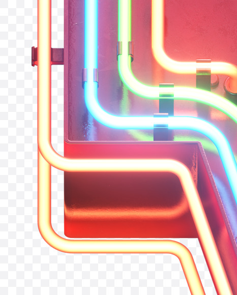 Letter W from Multineon Font on Yellow Images Creative Fonts - S32770