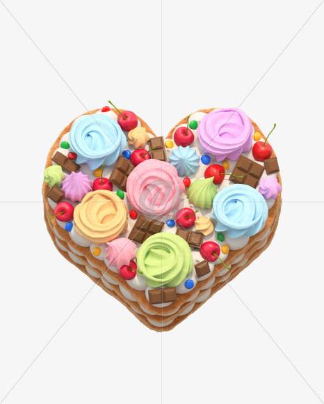 heart from Cake with meringues & cherries on Yellow Images Creative Fonts - S32982