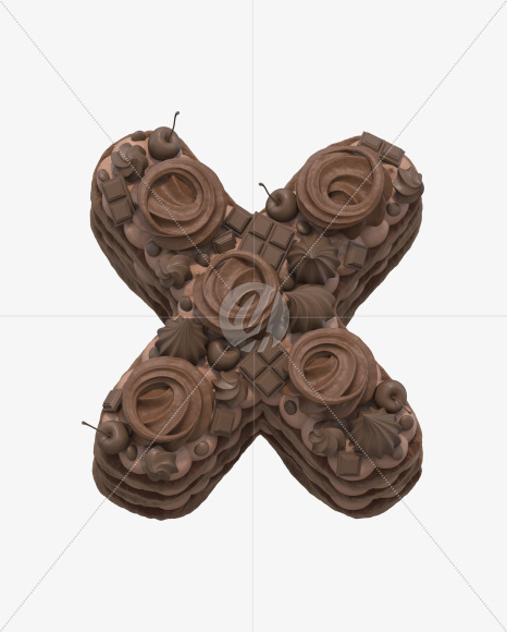 Letter X from Chocolate cake font on Yellow Images Creative Fonts - S33008