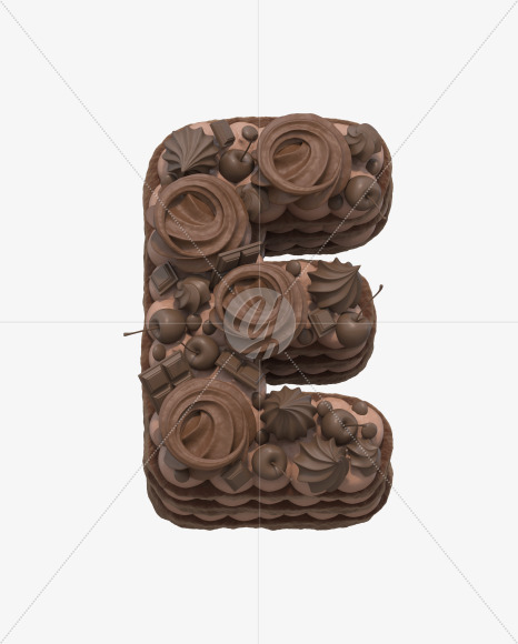 Letter E from Chocolate cake font on Yellow Images Creative Fonts - S32989