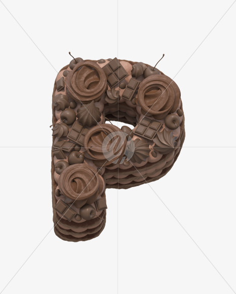 Letter P from Chocolate cake font on Yellow Images Creative Fonts - S33000