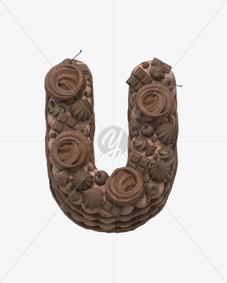 Letter U from Chocolate cake font on Yellow Images Creative Fonts - S33005