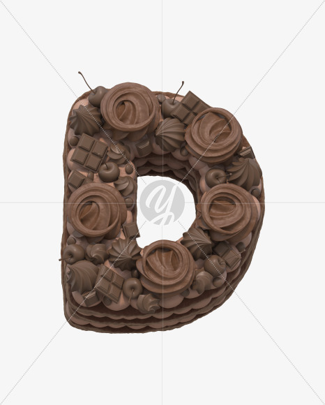 Letter D from Chocolate cake font on Yellow Images Creative Fonts - S32988