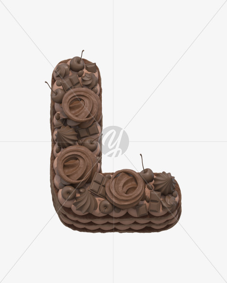 Letter L from Chocolate cake font on Yellow Images Creative Fonts - S32996