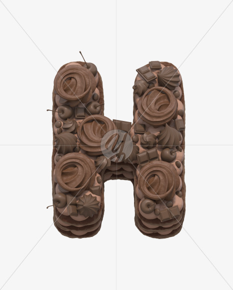 Letter H from Chocolate cake font on Yellow Images Creative Fonts - S32992