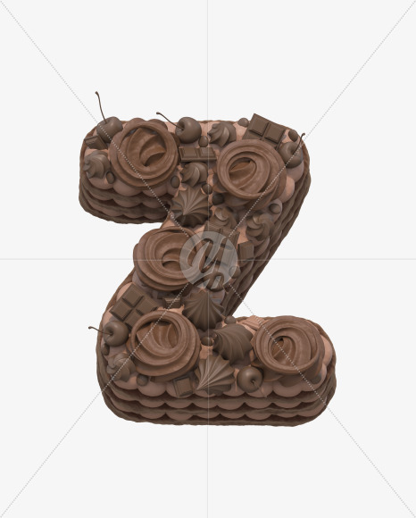 Letter Z from Chocolate cake font on Yellow Images Creative Fonts - S33010