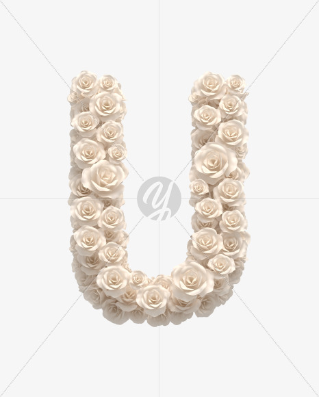 Letter U from White roses on Yellow Images Creative Fonts - S33087