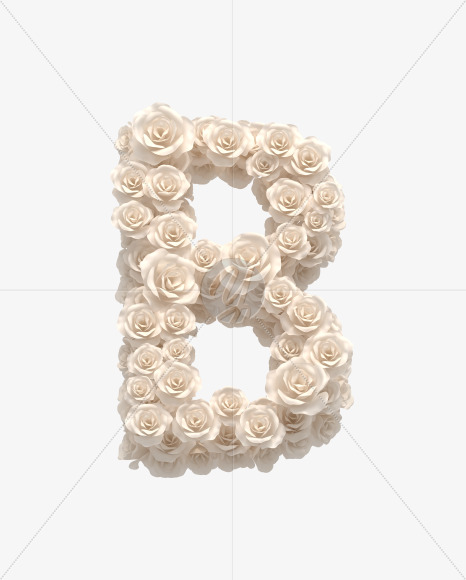 Letter B from White roses on Yellow Images Creative Fonts - S33068