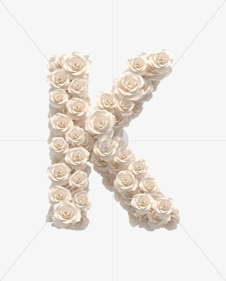 Letter K from White roses on Yellow Images Creative Fonts - S33077