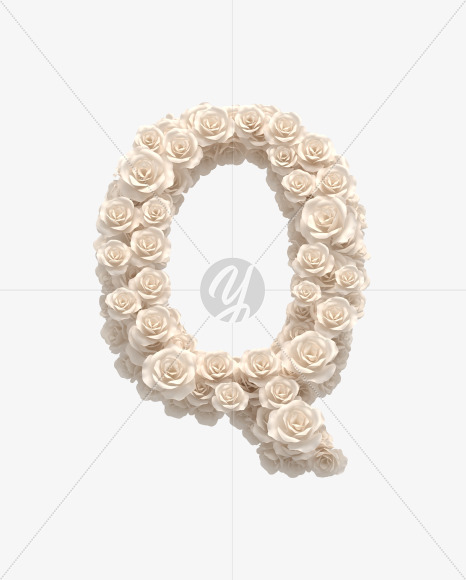 Letter Q from White roses on Yellow Images Creative Fonts - S33083