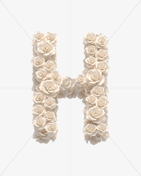 Letter H from White roses on Yellow Images Creative Fonts - S33074