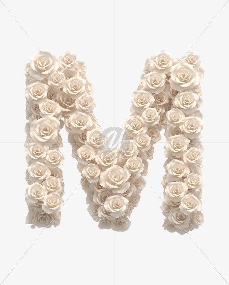 Letter M from White roses on Yellow Images Creative Fonts - S33079