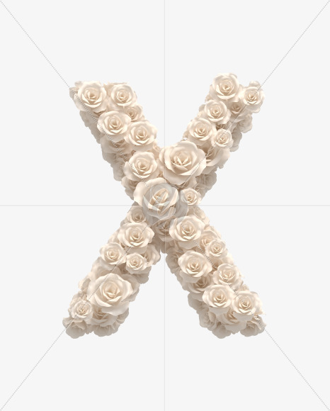 Letter X from White roses on Yellow Images Creative Fonts - S33090