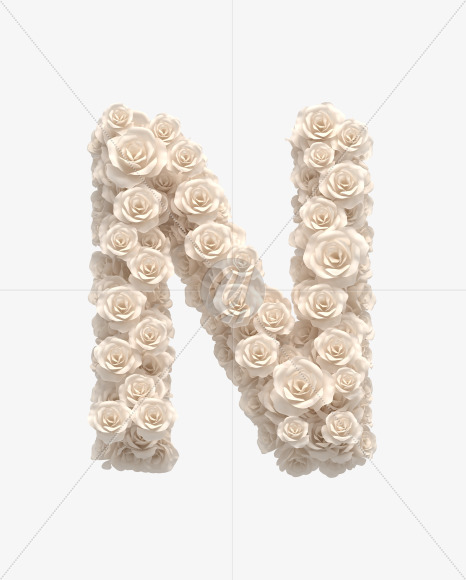 Letter N from White roses on Yellow Images Creative Fonts - S33080