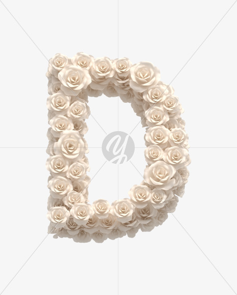 Letter D from White roses on Yellow Images Creative Fonts - S33070