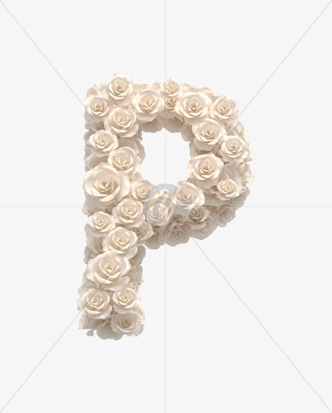 Letter P from White roses on Yellow Images Creative Fonts - S33082