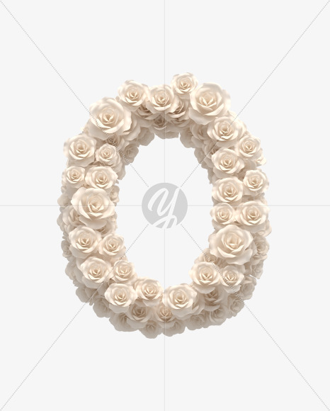 Letter O from White roses on Yellow Images Creative Fonts - S33081