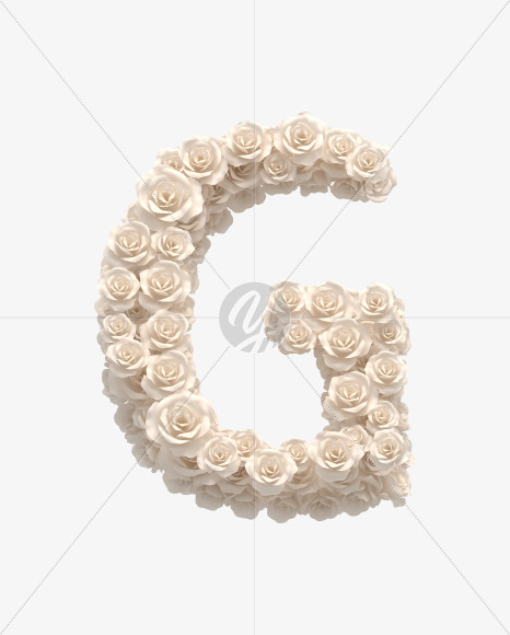 Letter G from White roses on Yellow Images Creative Fonts - S33073