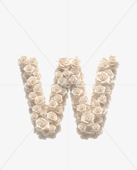 Letter W from White roses on Yellow Images Creative Fonts - S33089