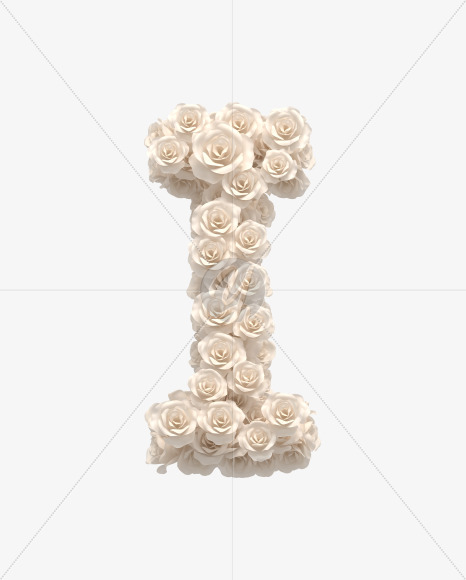 Letter I from White roses on Yellow Images Creative Fonts - S33075