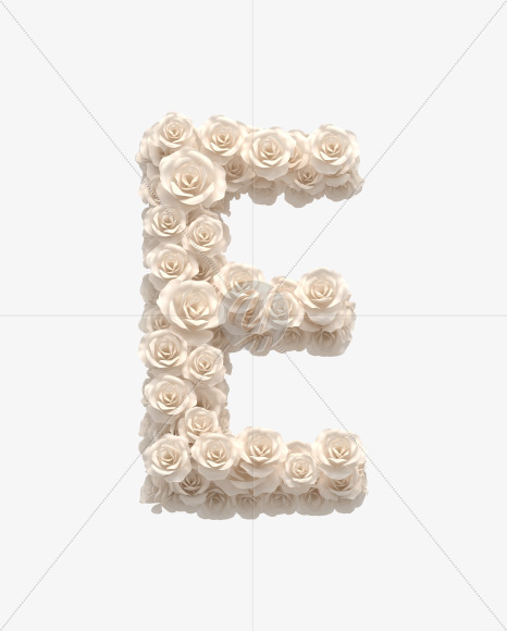 Letter E from White roses on Yellow Images Creative Fonts - S33071