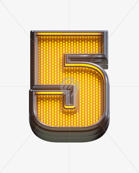 5 from Yellow LEDs Font on Yellow Images Creative Fonts - S33165