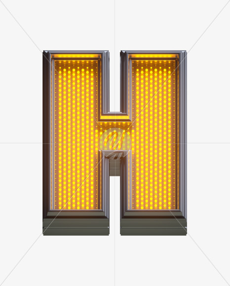 Letter H from Yellow LEDs Font on Yellow Images Creative Fonts - S33142