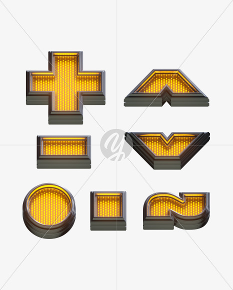 symbols from Yellow LEDs Font on Yellow Images Creative Fonts - S33178