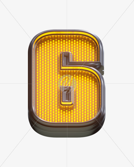 6 from Yellow LEDs Font on Yellow Images Creative Fonts - S33166