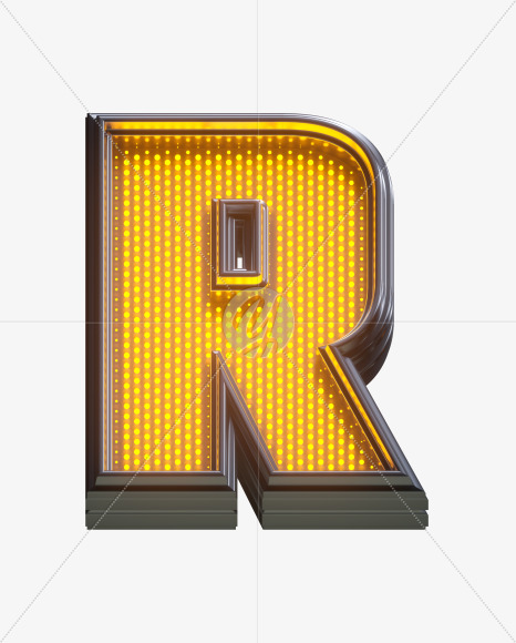 Letter R from Yellow LEDs Font on Yellow Images Creative Fonts