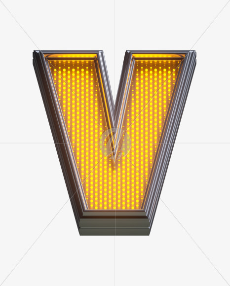 Letter V from Yellow LEDs Font on Yellow Images Creative Fonts - S33156