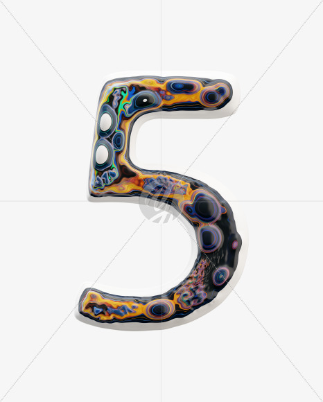 5 from Liquid art Font on Yellow Images Creative Fonts - S33254