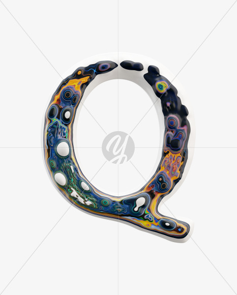 Letter Q from Liquid art Font on Yellow Images Creative Fonts - S33240