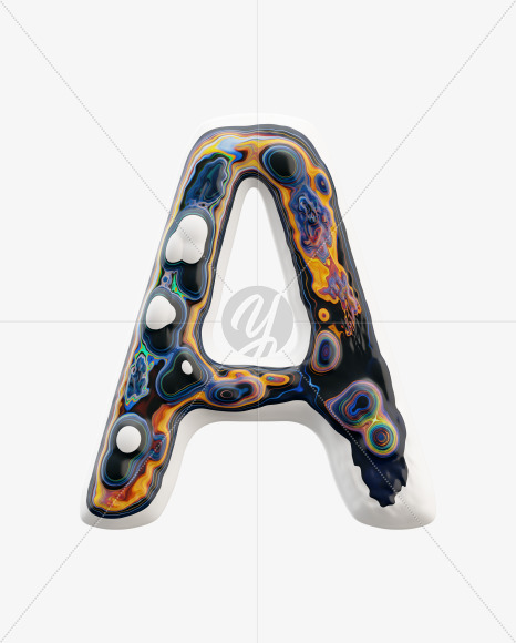 Letter A from Liquid art Font on Yellow Images Creative Fonts - S33224