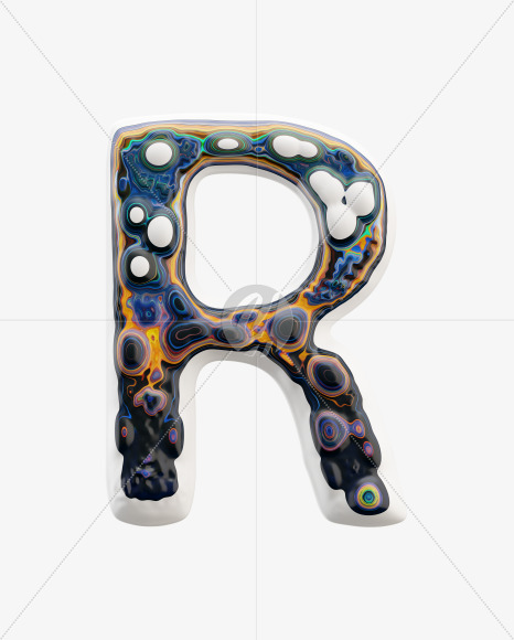 Letter R from Liquid art Font on Yellow Images Creative Fonts - S33241