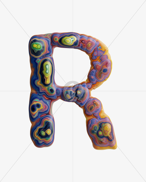 Letter R from Flow art Font on Yellow Images Creative Fonts - S33332