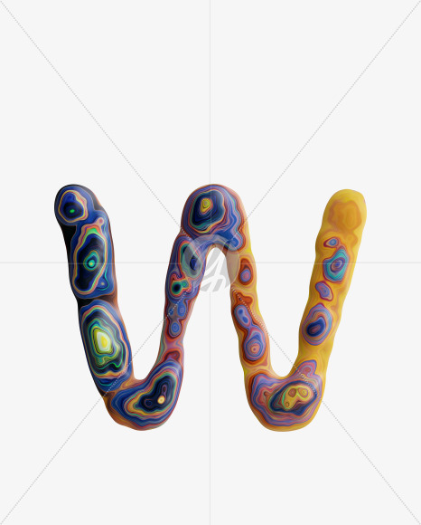 Letter W from Flow art Font on Yellow Images Creative Fonts - S33337